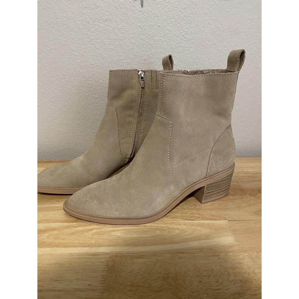 Dolce Vita Suede Ankle Boots Womens Size 6 Beige Wedge Heel Boho